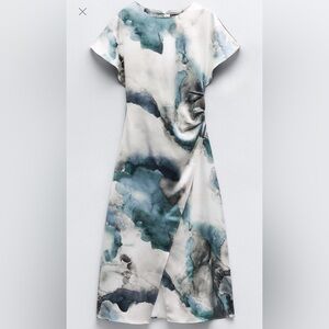 ZARA Tie-Dye Satin Effect Dress, Size Large